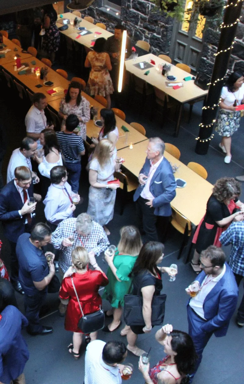 Guests mingling during the connection games